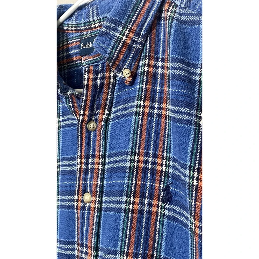 Polo Ralph Lauren Large Heavyweight Textured Cotton Plaid Work Shirt Button Down